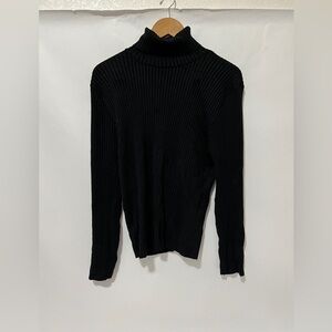 Ashley Stewart Sweater Women 14/16 Black Ribbed Knit Turtleneck Long Sleeve